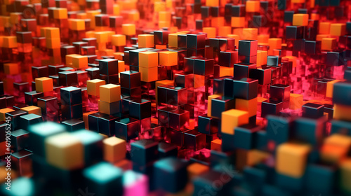 Abstract background with colorful cubes. Generative ai edited