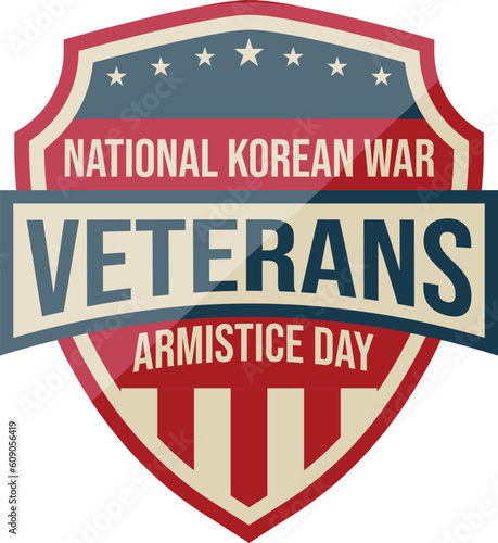 27th Of July National Korean War Veterans Armistice Day Badge, Emblem, Seal, Logo, Vintage Retro Logo, Stamp, Patch Design With USA National Flag Vector Illustration