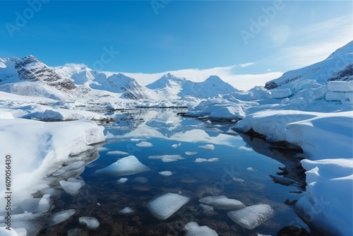 A beautiful scenic view of Lofoten islands in winter. Generative AI