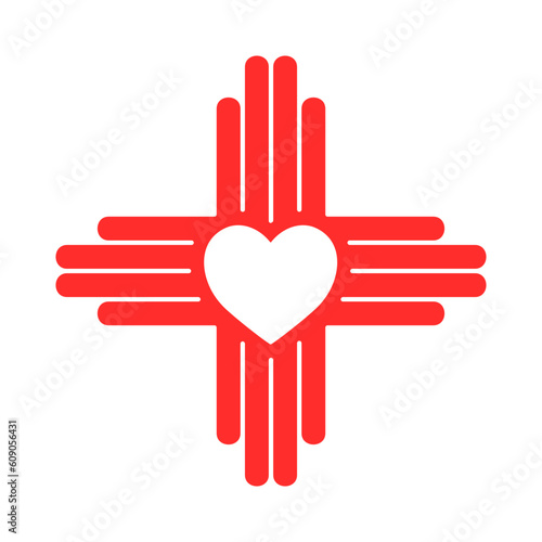 Zia heart symbol red icon. Clipart image isolated on white background