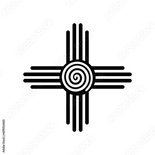 Zia Sun Spiral silhouette icon. Clipart image isolated on white background