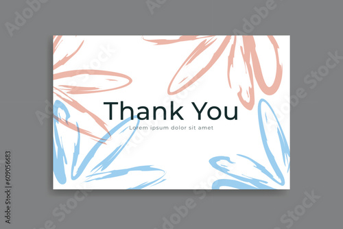thank you card template design with abstract minimalist background