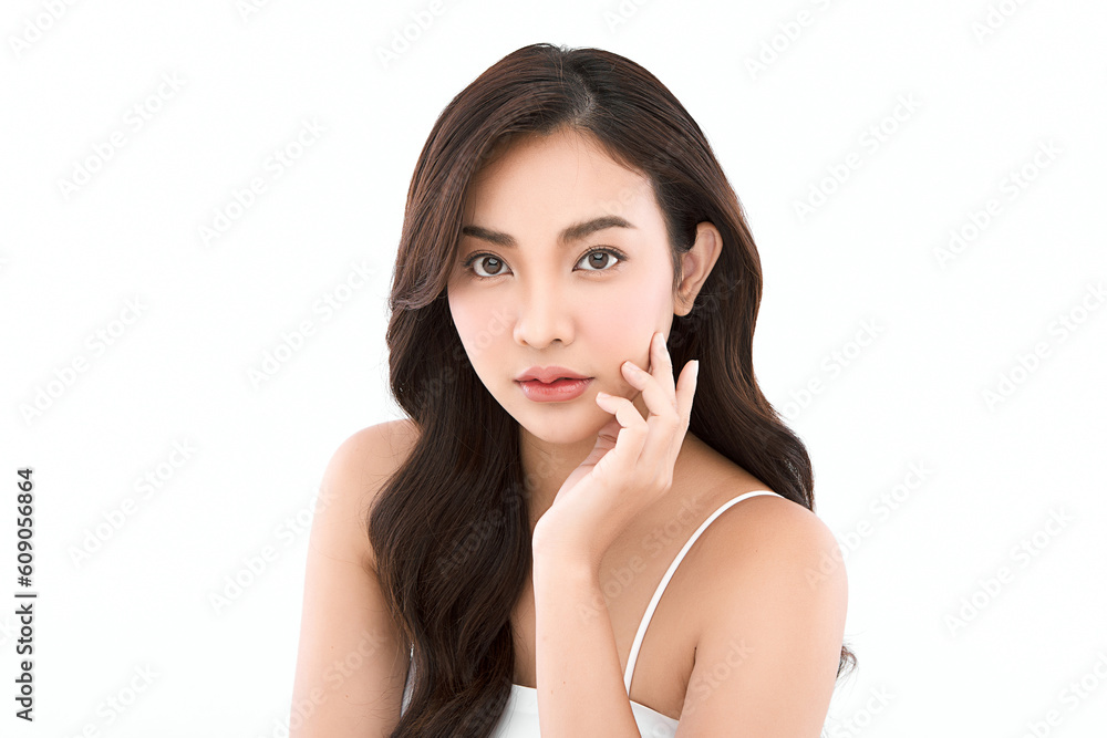 Beautiful young asian woman with clean fresh skin on white background, Face care, Facial treatment, Cosmetology, beauty and spa, Asian women portrait. Beautiful young asian woman with clean fresh skin on white background, Face care, Facial treatment, Cosmetology, beauty and spa, Asian women portrait.