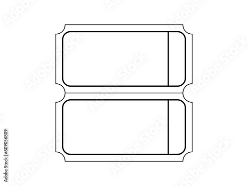 2 part blank raffle ticket template. Clipart image isolated on white background