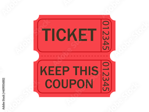 2 part raffle ticket icon. Clipart image isolated on white background