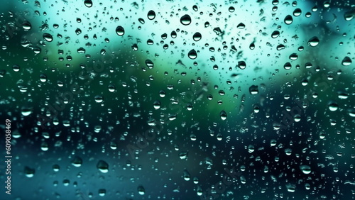 Raindrops on a window.. drops of water rain on glass background with Generative AI.