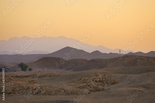 Sunset over the desert in Egypt