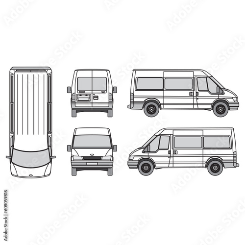 outline of van, minibus part 124