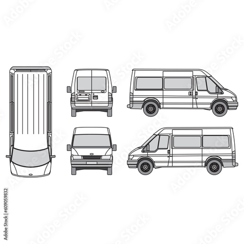 outline of van, minibus part 123