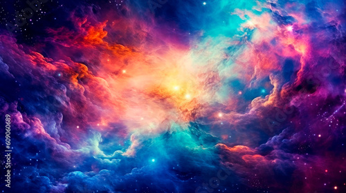 Giant universe starscape with colorful space clouds.AI generated.