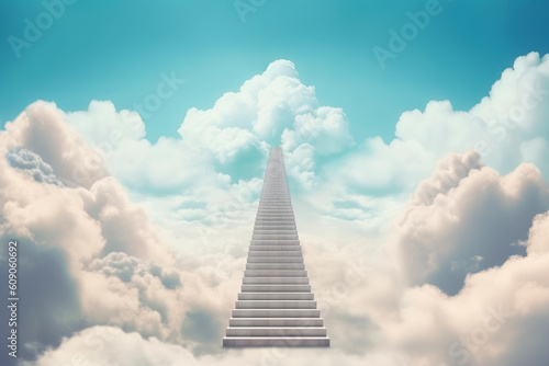 Stairway to Heaven in Cloudy Sky.AI generated.