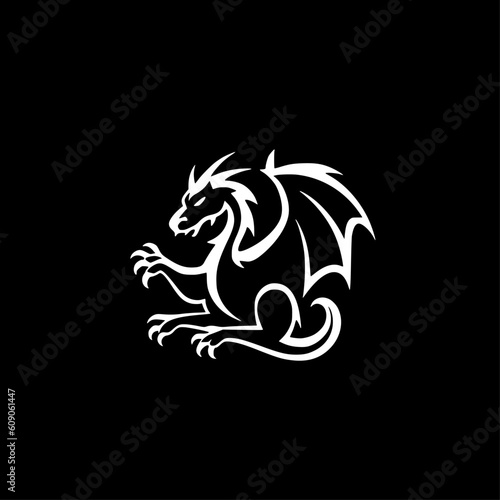 Wallpaper Mural Dragon | Black and White Vector illustration Torontodigital.ca