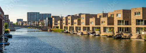 Photography Panorama of IJburg, a modern residential neighbourhood in Amsterdam, The Netherl