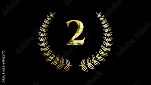 Golden Award wreath animation. Second place. 2d animated laurel wreath.