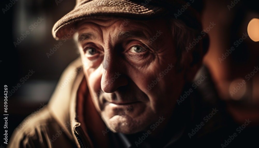 Gray haired senior man looking at camera outdoors generated by AI