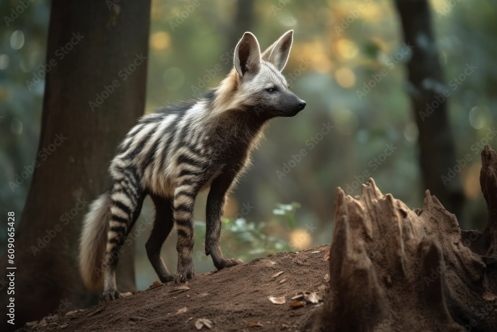 Fototapeta premium Aardwolf in the natural environment Generative AI