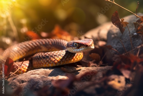 Aesculapian Snake in the natural environment Generative AI © Tanya