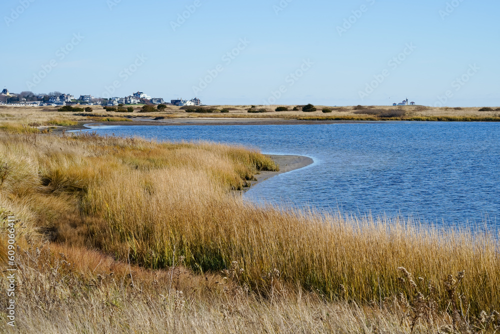 Fototapeta premium Marsh lake in Napatree Point Conservation Area RI USA