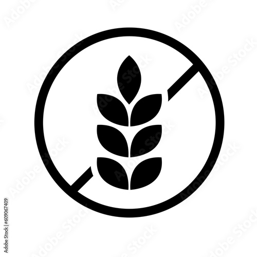 Gluten free or non gluten label icon isolated on white background.