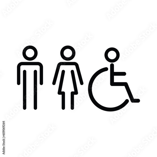 toilet vector icons set, male or female symbol. Simple basic sign icon restroom. 