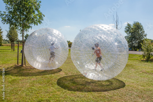 children have fun in the Zorbing Ball photo