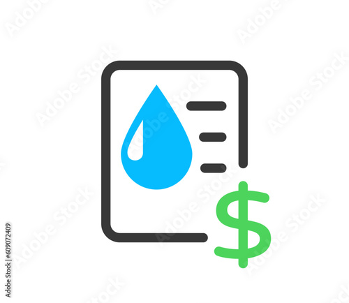 Water Utility bill line icon. Clipart image isolated on white background