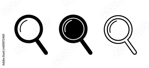 Magnifying glass isolated on white. Magnifier or loupe sign isolated on transparent background, Search symbol. Vector illustration. Magnifying glass icon in line style and flat.