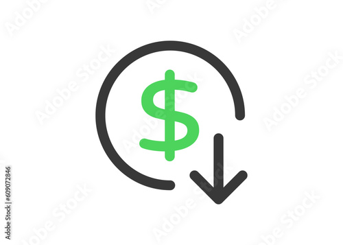 Reduce costs line icon. Clipart image isolated on white background