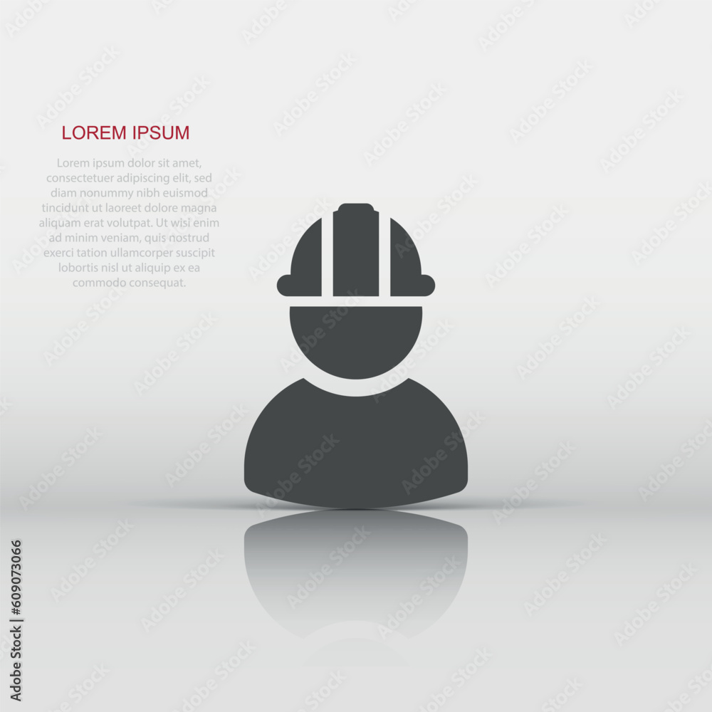 Construction worker icon in flat style. Factory employee vector illustration on white isolated background. Architect manager business concept. Construction worker icon in flat style. Factory employee vector illustration on white isolated background. Architect manager business concept.