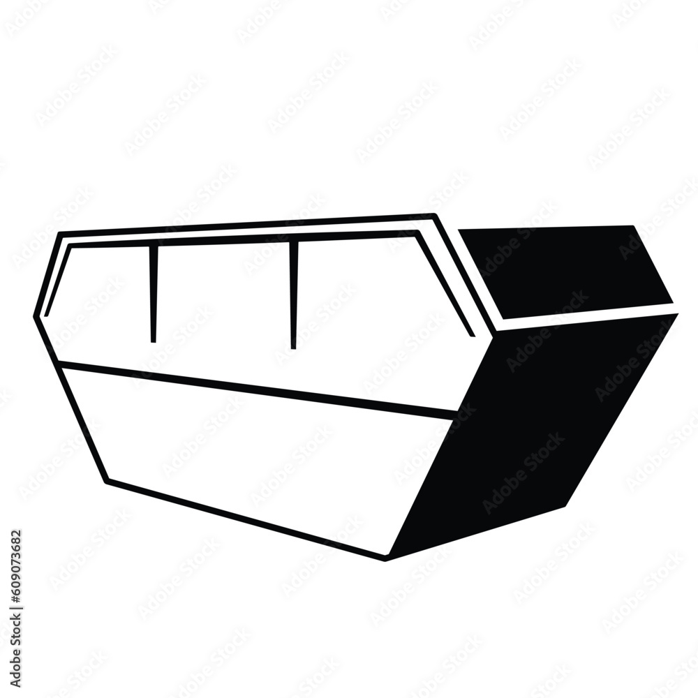Skip bin glyph icon. Clipart image isolated on white background Stock