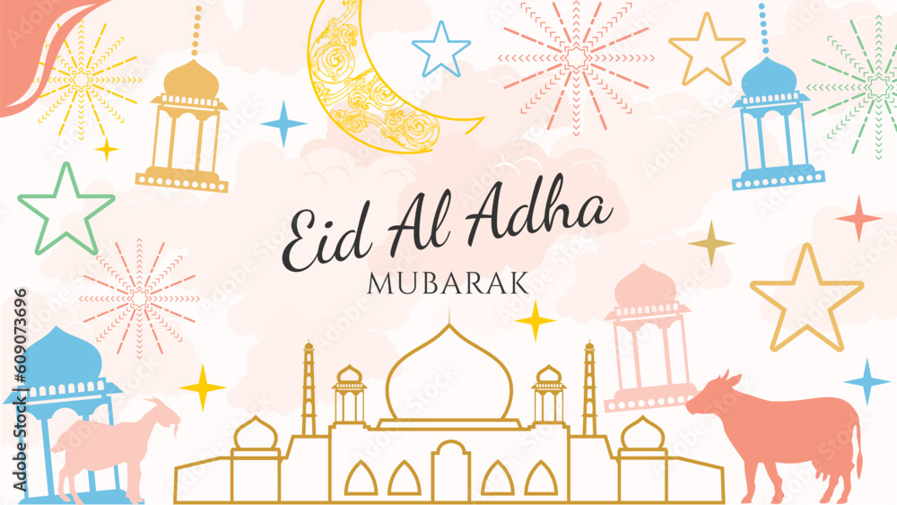 Fototapeta premium eid al adha mubarak background vector flat design