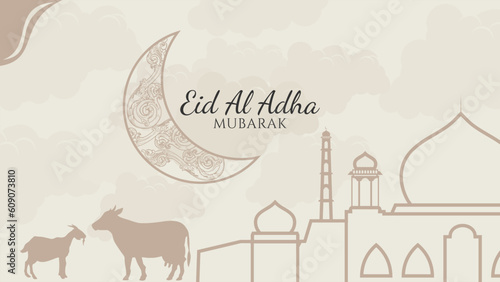 eid al adha mubarak background vector flat design
