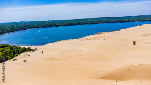 Fototapeta Naklejka Na Ścianę i Meble -  Breathtaking aerial view of Silver Lake Sand Dunes -  Michigan - one of the top favorites in the USA.