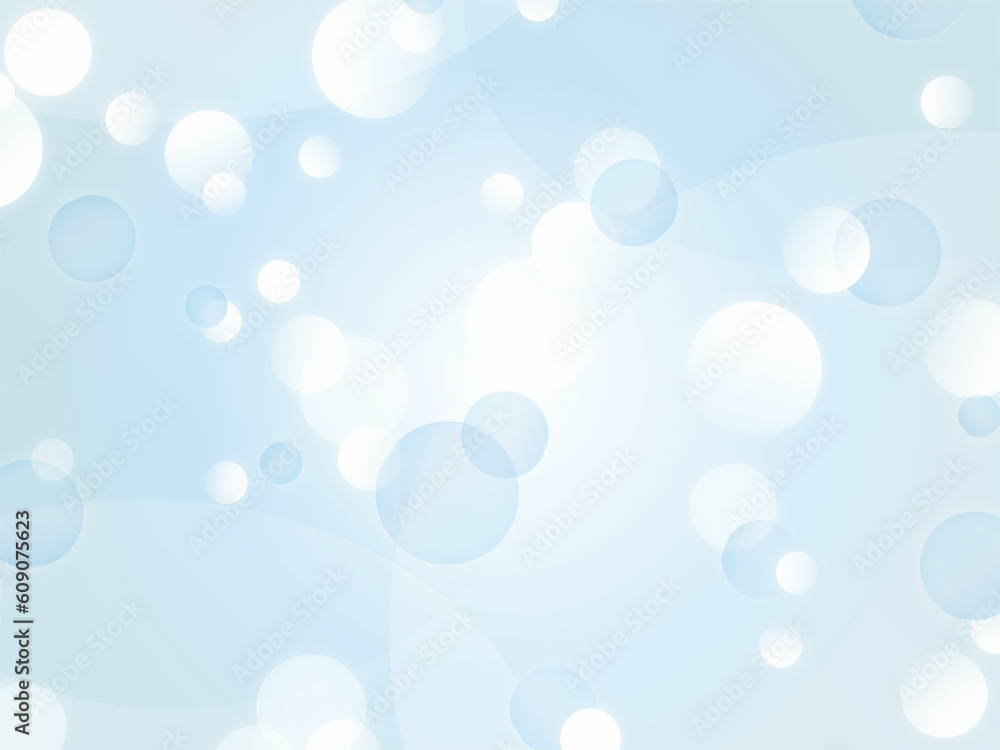 水玉模様が浮かぶ淡いファンシー空間イメージの抽象背景_ライトブルー