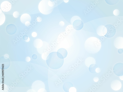 水玉模様が浮かぶ淡いファンシー空間イメージの抽象背景_ライトブルー