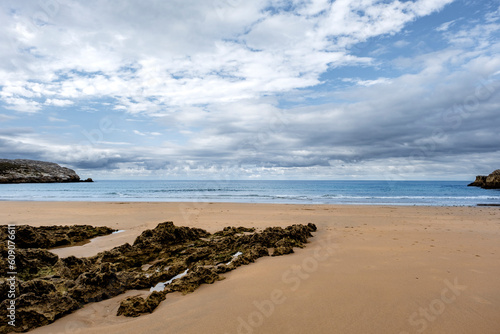 Beautiful and quiet sandy beach in the Cantabrian Coast