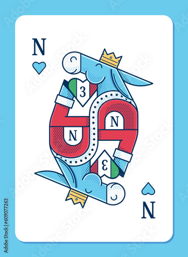poker card king donkey naples mascot with heart