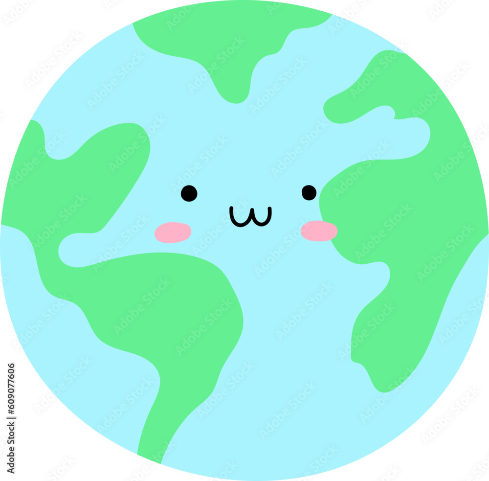 Cute earth characters with emotions, save planet concept.