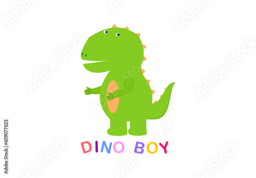 Cute character of green dinosaur for children