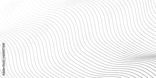 Abstract black wave thin curved lines pattern on white background and texture. Modern stylish. Design linear texture for print, vector illustration. Abstract seamless pattern with lines background. 