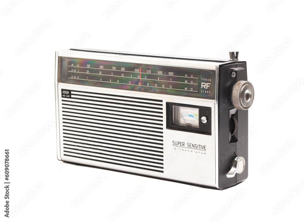 Old transistor radio isolated on white Old transistor radio isolated on white