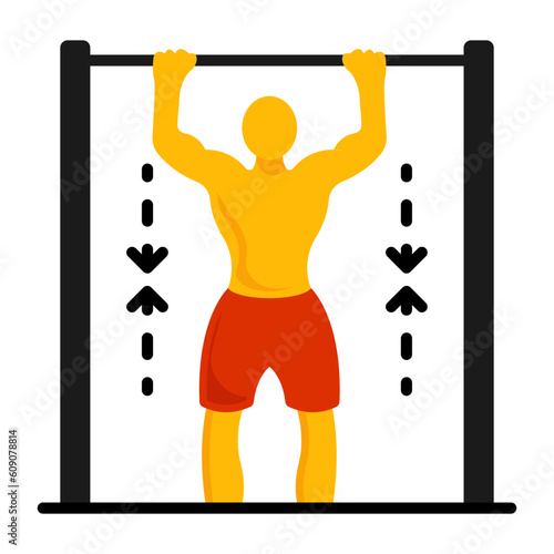 pull up bar or power tower concept, joist mount or freestanding vector color icon design, Fitness and Wellness symbol, Workout and Weightlifting sign, Personal training equipment stock illustration