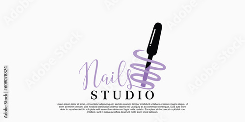 nail art beauty salon logo with creative concept premium vector