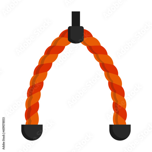 double handle tricep rope concept, pushdown Cable Accessories vector icon design, Fitness and Wellness symbol, Workout and Weightlifting sign, Personal training equipment stock illustration