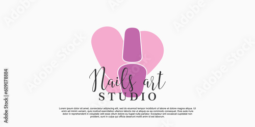 nail art beauty salon logo with creative concept premium vector