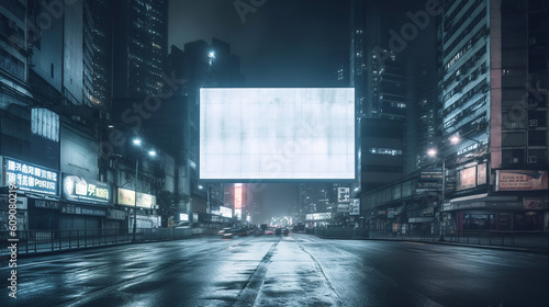 futuristic view billboard at night city. generative ai