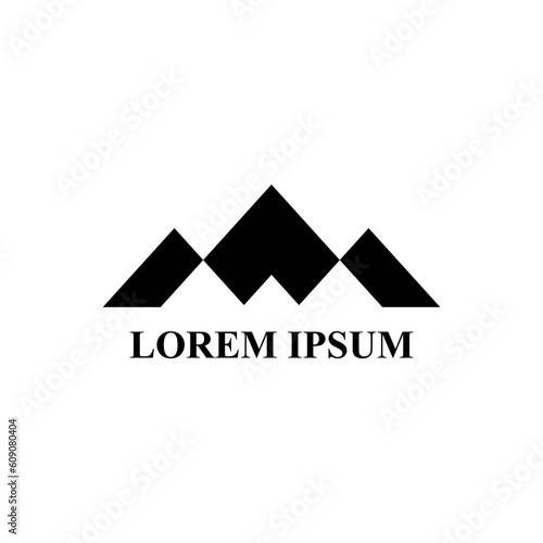 mountain logo vector, geometric logo icon silhouette design illustration isolated white background