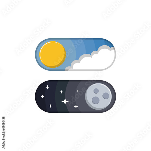 day and night switch buttons vector flat design illustration isolated background