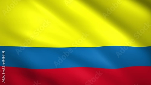 Flag of Republic of Colombia waving in the wind photo