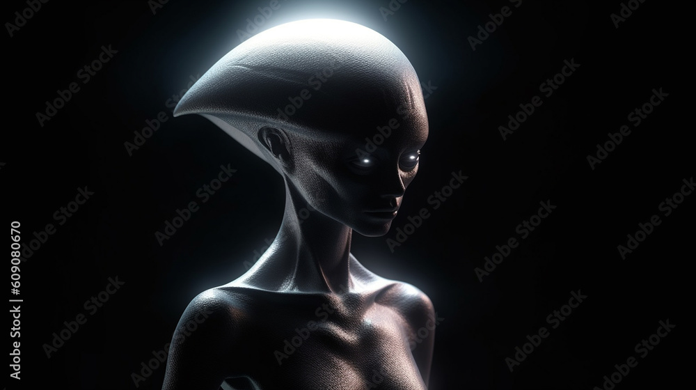 A close up of a alien with a blue background.generative ai A close up of a alien with a blue background.generative ai